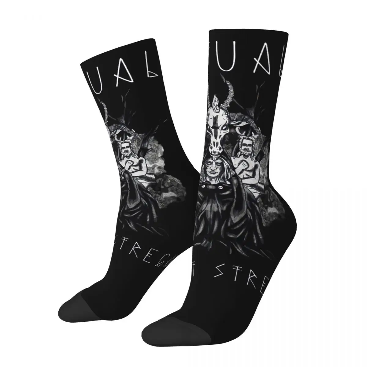 

Funny Crazy Sock for Men Moon Godess Horn Lord Classic Hip Hop Harajuku Baphomet Art Happy Quality Pattern Printed Crew Sock