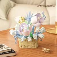 Flower Bouquet Building Blocks Succulents Artificial Basket Kit Bonsai Garden Micro Bricks DIY Potted Plants Model Toys For Kids 6