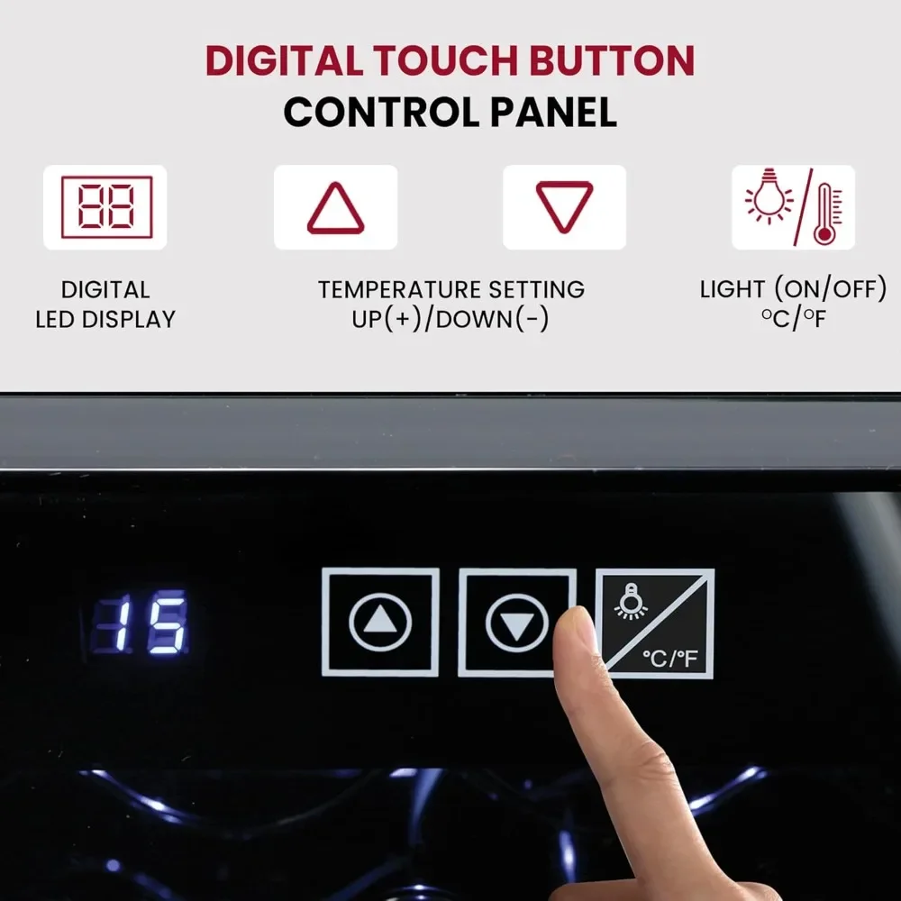 NEW-Wine Fridge - Wine Cooler, 20 Bottle Wine Cabinet for Champagne, Red & White Wine, Freestanding Cellar For Bar, Home, Kitche