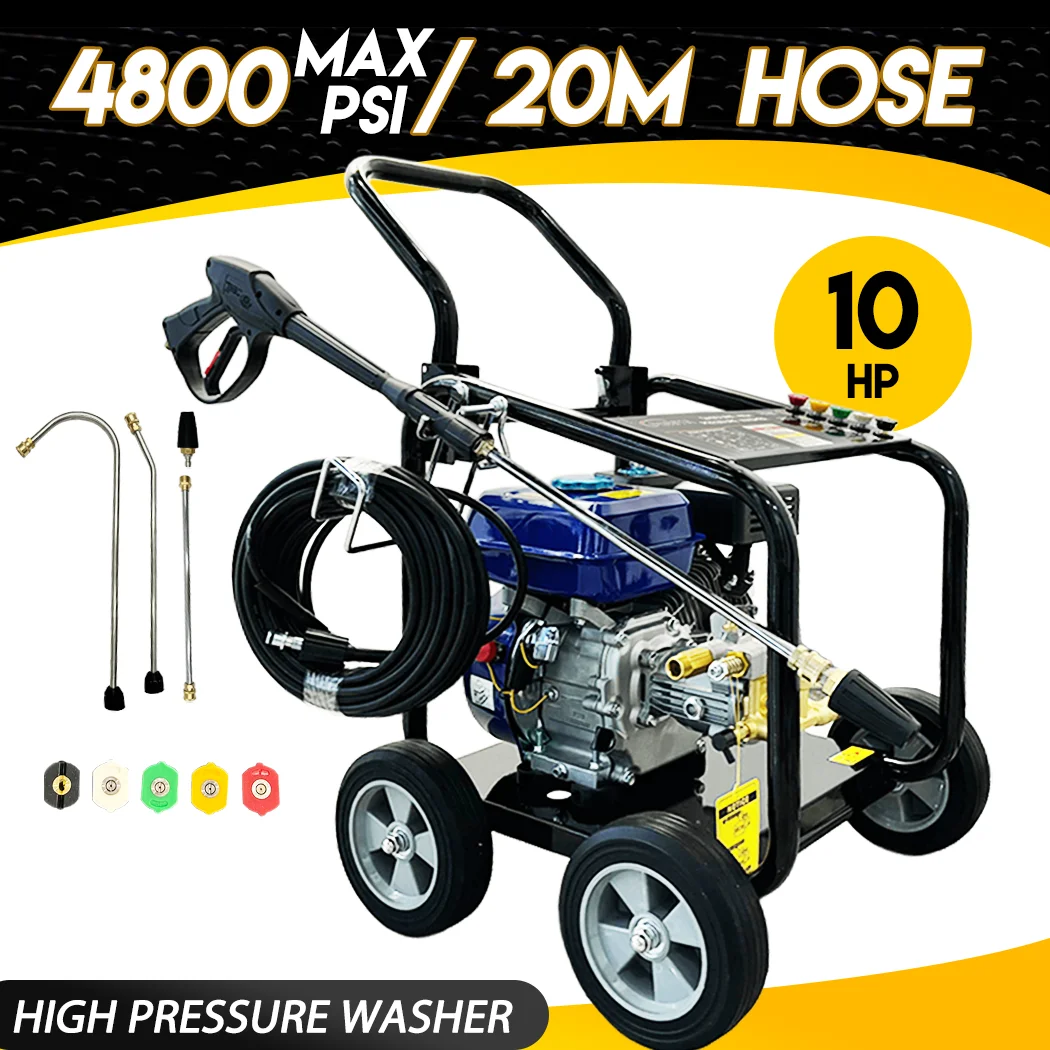 PORIYA 4800 Psi High Pressure Water Cleaner Electric Washer Gurney 10Hp Petrol 20M Hose