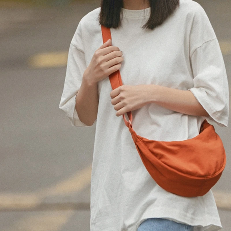 Women Half Moon Shape Crossbody Chest Bag Casual Nylon Shoulder Bag Female  Large Capacity Tote Solid Lady Travel Shopper Handbag