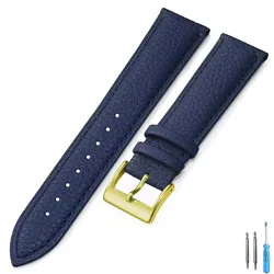 Premium Genuine Leather Watch Strap - High - Quality Wristband for 20mm (Blue - G)