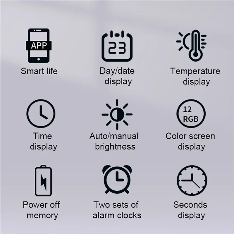 Digital Wall Clock RGB LED Digital Wall Clocks Intelligent Wifi App Control Temperature Date Week Display Multi-functional Electronic Alarm Clock