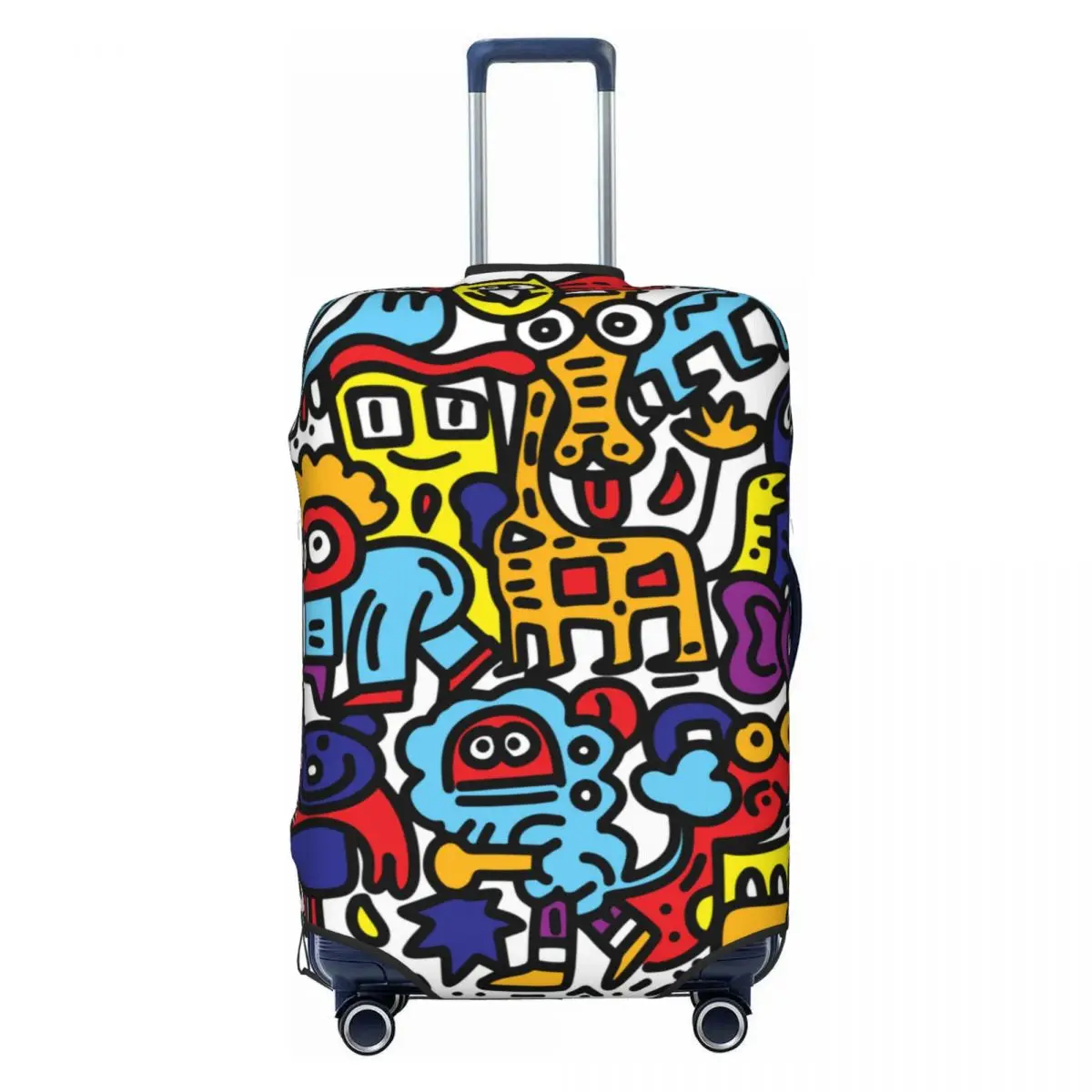 Wild Life Doodle Suitcase Cover Holiday Icons Printing Strectch Luggage Case Cruise Trip Protector 2