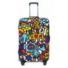 Wild Life Doodle Suitcase Cover Holiday Icons Printing Strectch Luggage Case Cruise Trip Protector 2