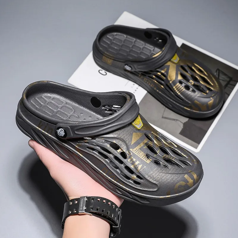 

Men Summer Shoes Sandals Men's Holes Sandals Hollow Breathable Flip Flops Beach Shoes Fashion Mules Slippers Big Size 49 Zapatos