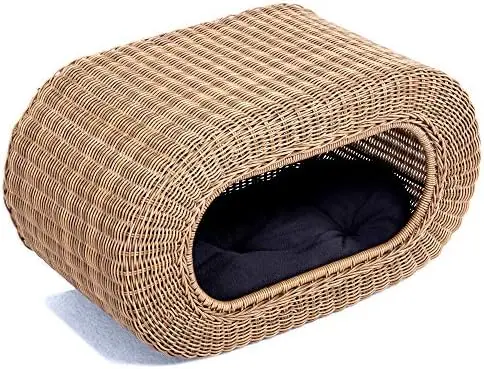 

Stackable Cat Condo for Indoor Cats - Interactive Play Rattan Cat House for Indoor Cats Kitty, Pet Friendly Top/Side House Entry