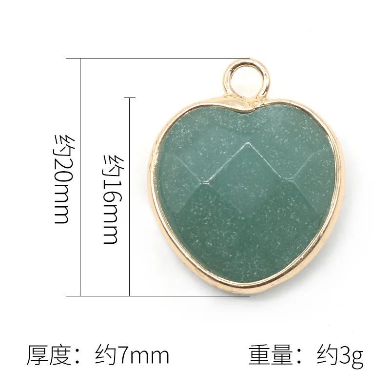 20pcs Natural Stone Heart Pendants Opal Rose Quartz Tiger's Eye Agate Crystal Charms for Diy Earrings Necklace Jewelry Making