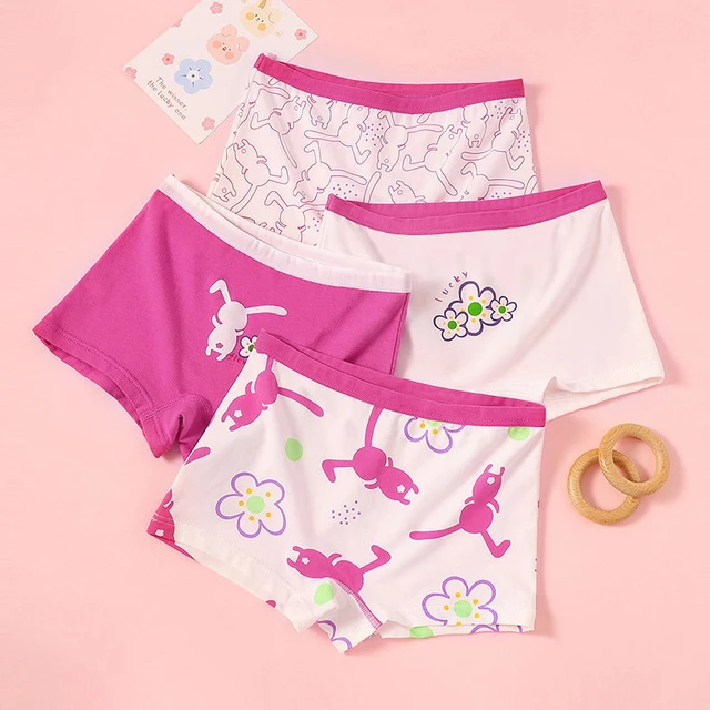 4Pcs Children's Panties 8-14Years Old Teenage Cotton Underwear