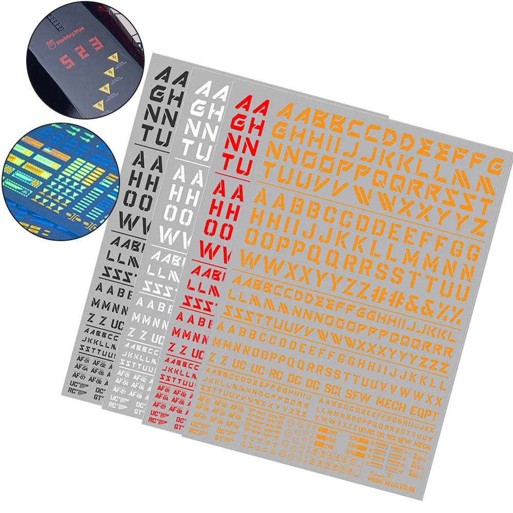 

145x100mm Waterslide Transfers Decals Alphabets & Symbols UV Fluorescent Stickers for Model Railroad Water Slide Decal Toy Kit