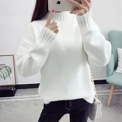 Fashion Hairy Turtleneck Sweater Women Autumn Winter Long Sleeve All Match Pullover Korean Street Casual Solid Knitted Jumper