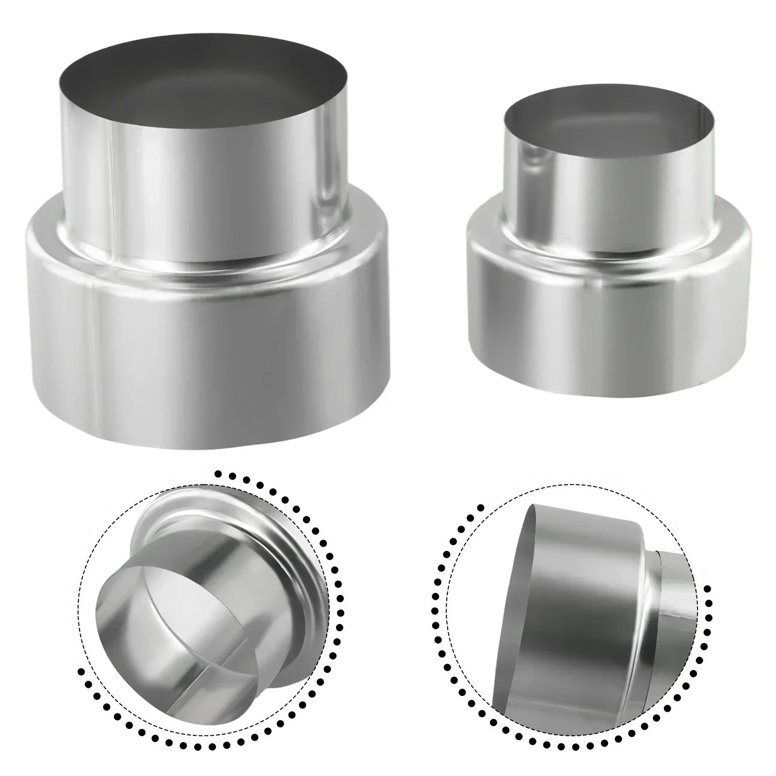 Air Hose Connector Flue Elbow Pipe 1pc Stove Pipe Extension Reduction Connector Stainless Steel Flue Pipe Reducer Tubing Connector Chimney Adaptor ConversionJoint
