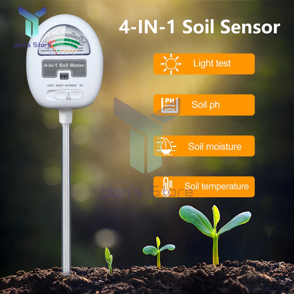 

4 in 1 Soil Tester Humidity/Light/PH/Fertility 90 Degree Rotating Soil Hygrometer Lighting Fertility Tester For Flowerpot Plants