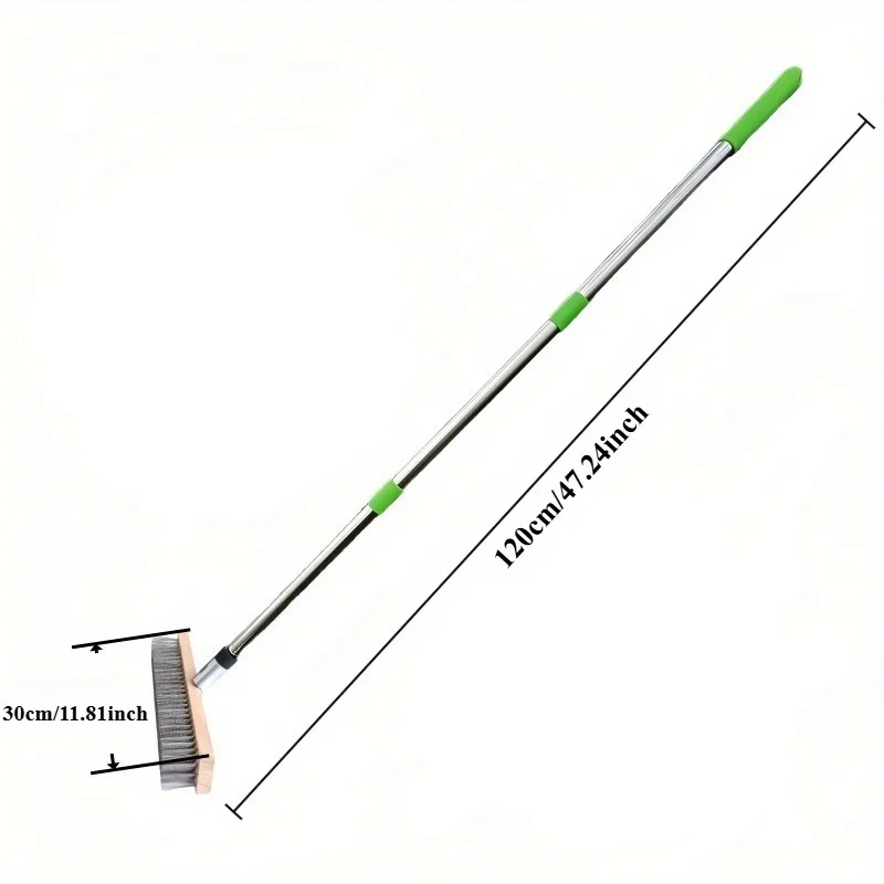 Outdoor Cement Floor Brush Stainless Steel Wire Scrubber Detachable Tube Heavy Duty Cleaning Brush for Concrete Patio Garage