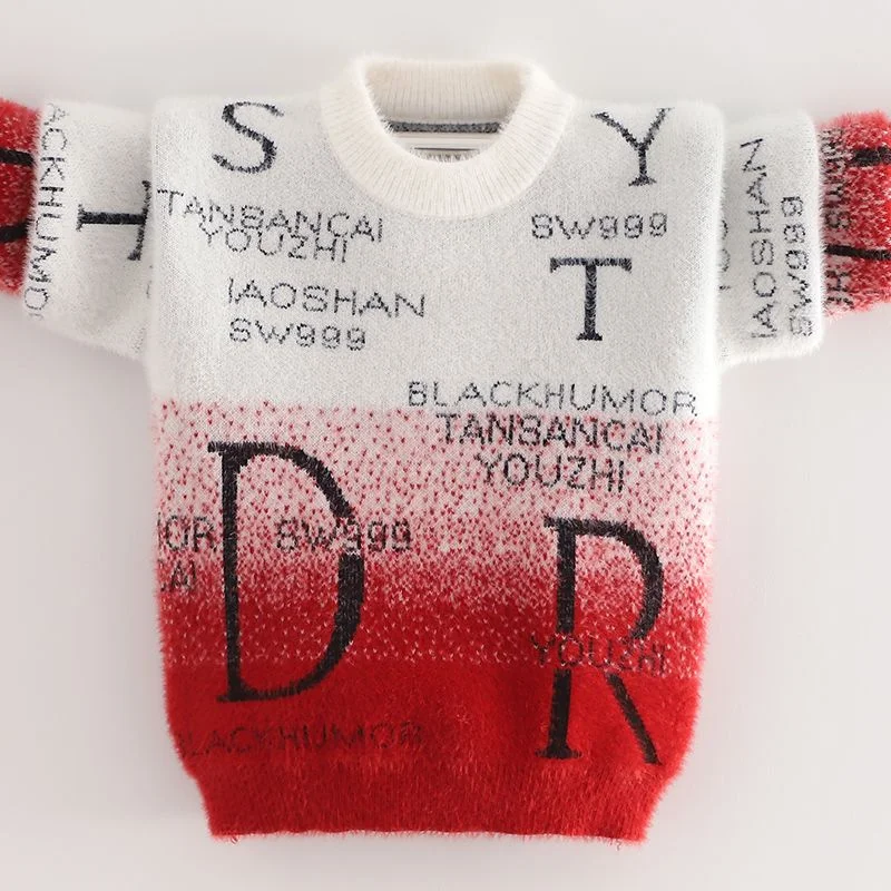 

Boys Woolen Sweater Crochet Cotton Windbreak 2023 Letters Thicken Autumn Winter Pullover Outwear Children's Clothing