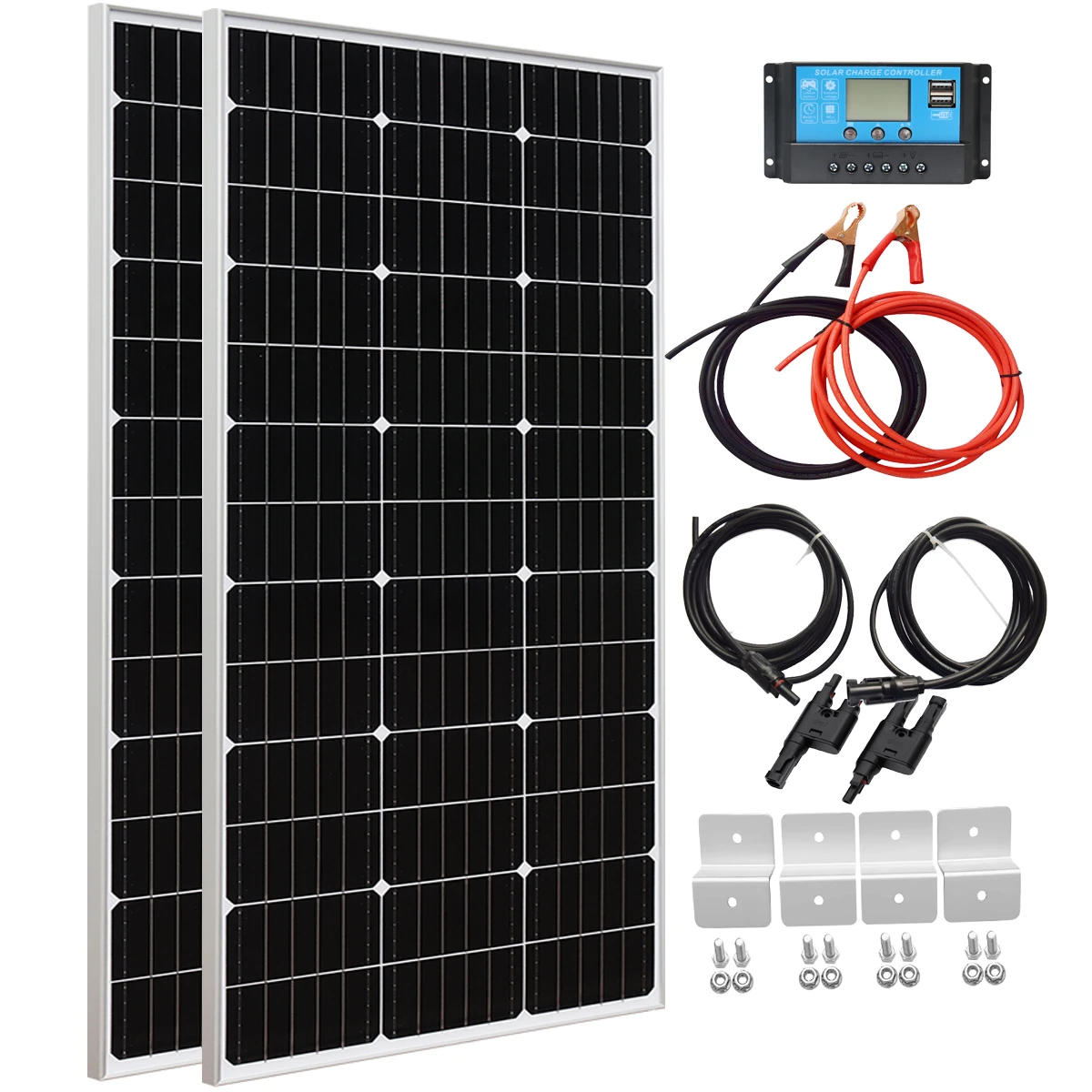 150W 300W Monocrystalline Silicon Cell Solar Panel kit Module Tempered Glass Aluminum Frame for