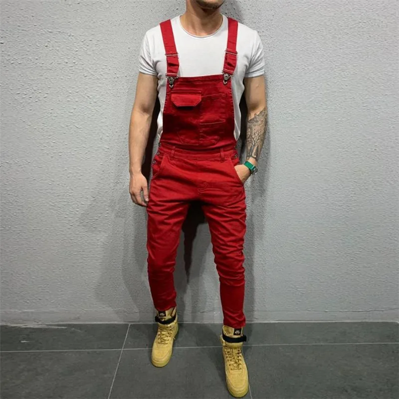 Men's Denim Dungaree Bib Overalls Jumpsuits Moto Biker Jeans Pants Trousers Plus Size Mens Casual Overalls casual pants