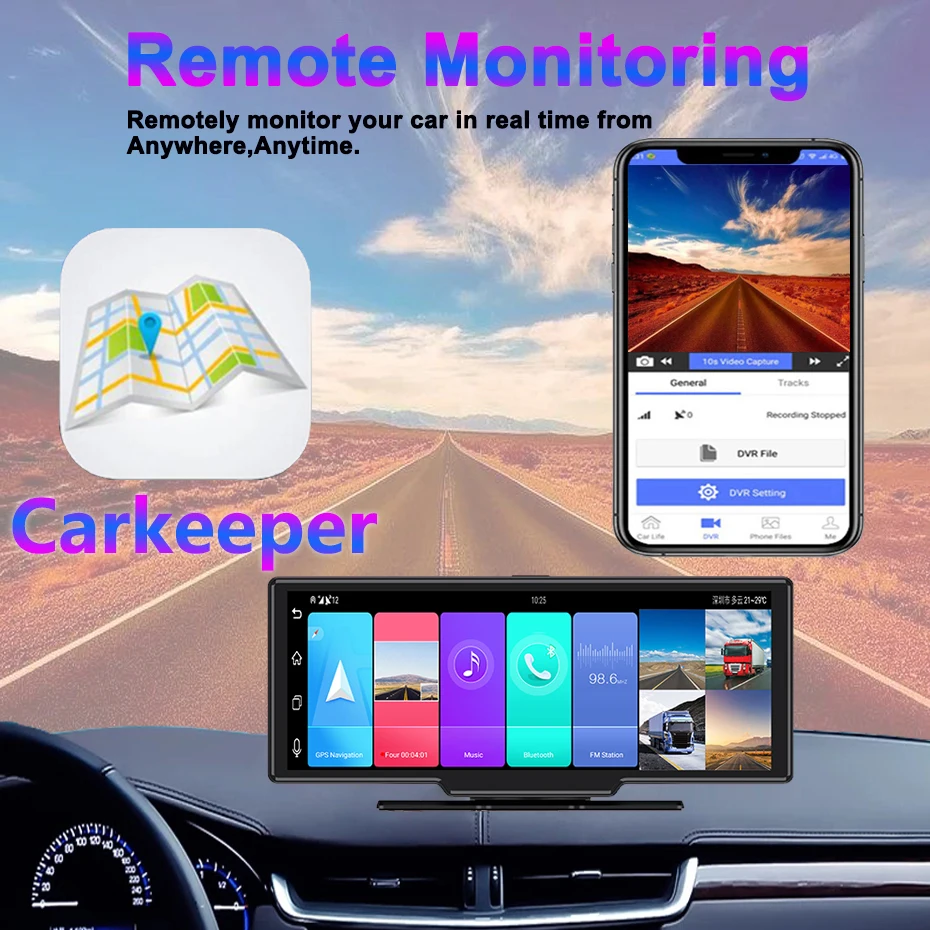 10.26 IPS 4G   ̵ 8.1 ڵ  ķ GPS ׺̼ 4 ī޶ ä HD 720P  ڴ ڵ DVR WiFi, 24 ð ͸