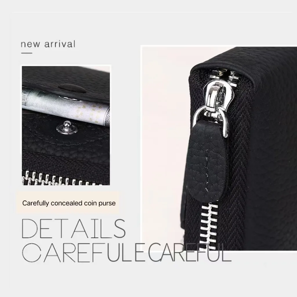 2025 neue Echtes Leder Geldbörse Echtes Kuh Leder Brieftasche Frauen Lange Karte Halter Rindsleder Clutch Tasche Mit Armband – Detail 14