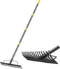 17 Steel Tines Metal Head Rake Tool for Loosening Soil, Bow Rake Heavy Duty Garden Rake, Gathering Leaves, Leveling Lawn 4