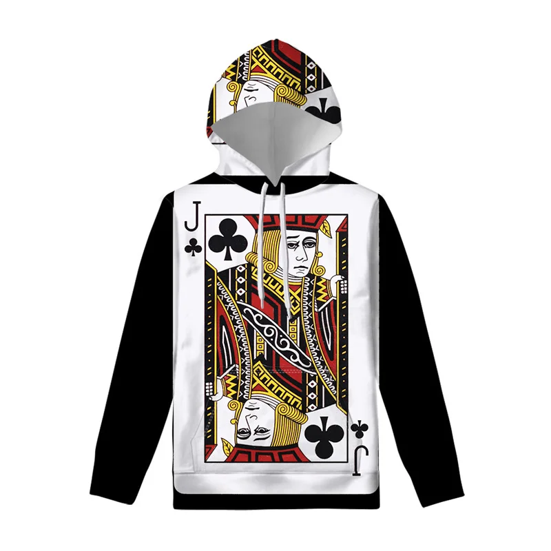 thumbnail image 1 of Sudadera con capucha con estampado 3D de naipes creativos para hombre, sudadera con estampado de póquer con personalidad, sudadera informal para primavera y otoño, 1 of 4