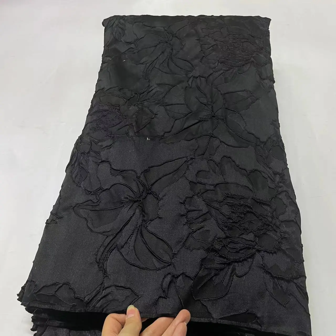 RTW-38B-Black -  3Pc Stitched Organza Premium Banarsi Jacquard