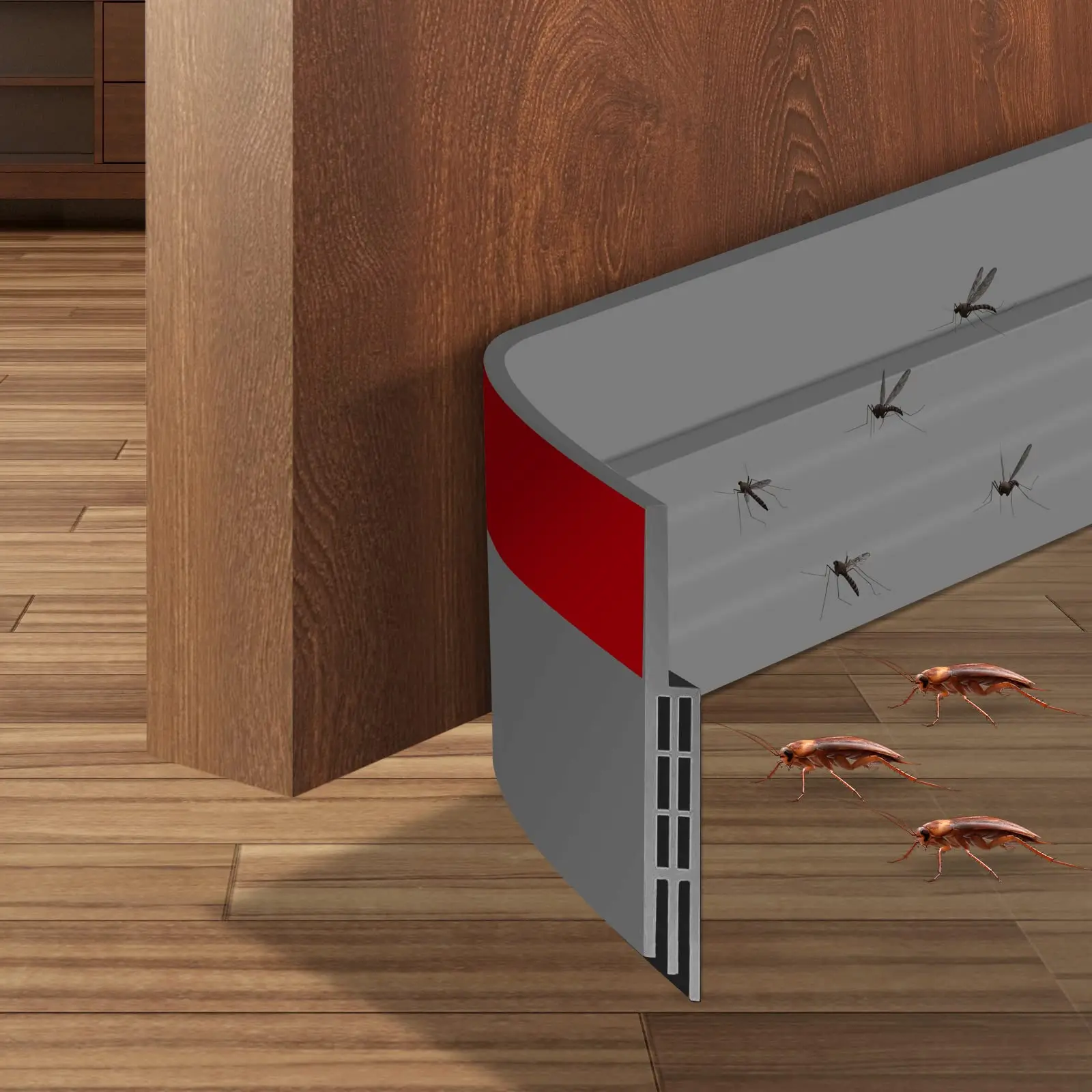 Description Picture 2 of itemDoor Draft Stopper Under Door Seal Cutable Soundproof Door Sealing Strip Adhesive Under Door Sweep Dust and Noise Insulation Wea