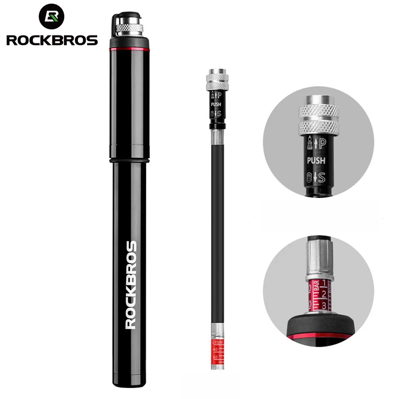 

ROCKBROS Mini Bicycle Pump Aluminum Alloy 150PSI/260PSI High Pressure Cycling Hand Air Pump Tire Inflator Road MTB Bike Pump