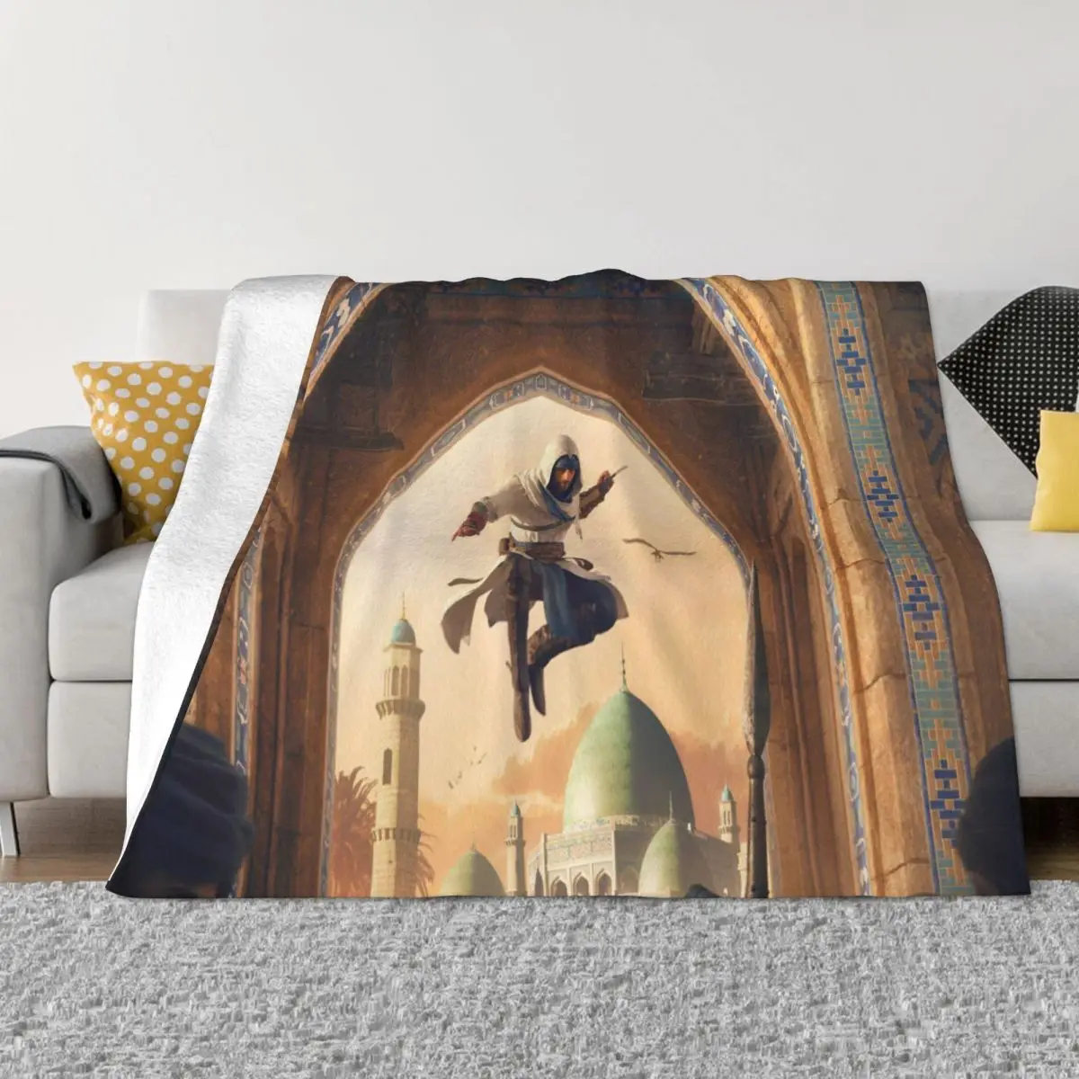 Assassins Creed Mirage Coperte Da Gioco Flanella Stampa Multifunzione Coperta Super Calda Per Biancheria Da Letto Tappeto Da Ufficio Pezzo