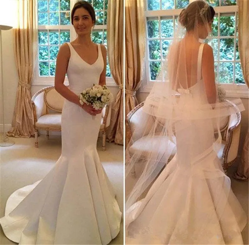 

ANGELSBRIDEP атласные свадебные платья с бантом и юбкой-годе с открытой спиной сексуальное платье со шлейфом в простом стиле с открытой спиной для выпусквечерние вечера