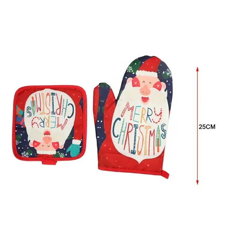 Kitchen Gloves Insulation Merry Christmas Pad Cooking Microwave Baking BBQ Oven Pot Holders