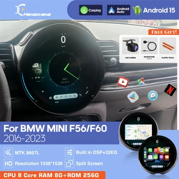 Android 15 para BMW Mini Cooper F54 F56 F60 2014-2023, Actualización de Sistema Antiguo a Nuevo, Reproductor Multimedia Estéreo con GPS para Auto, Carplay, Navegación, 360 1