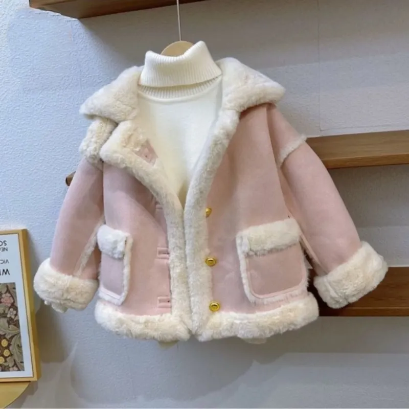 

Baby Girl Princess Fur Cotton Padded Jacket Infant Toddler Child Winter Patchwork Coat Thick Warm Outerwear Baby Clothes 18M-12Y