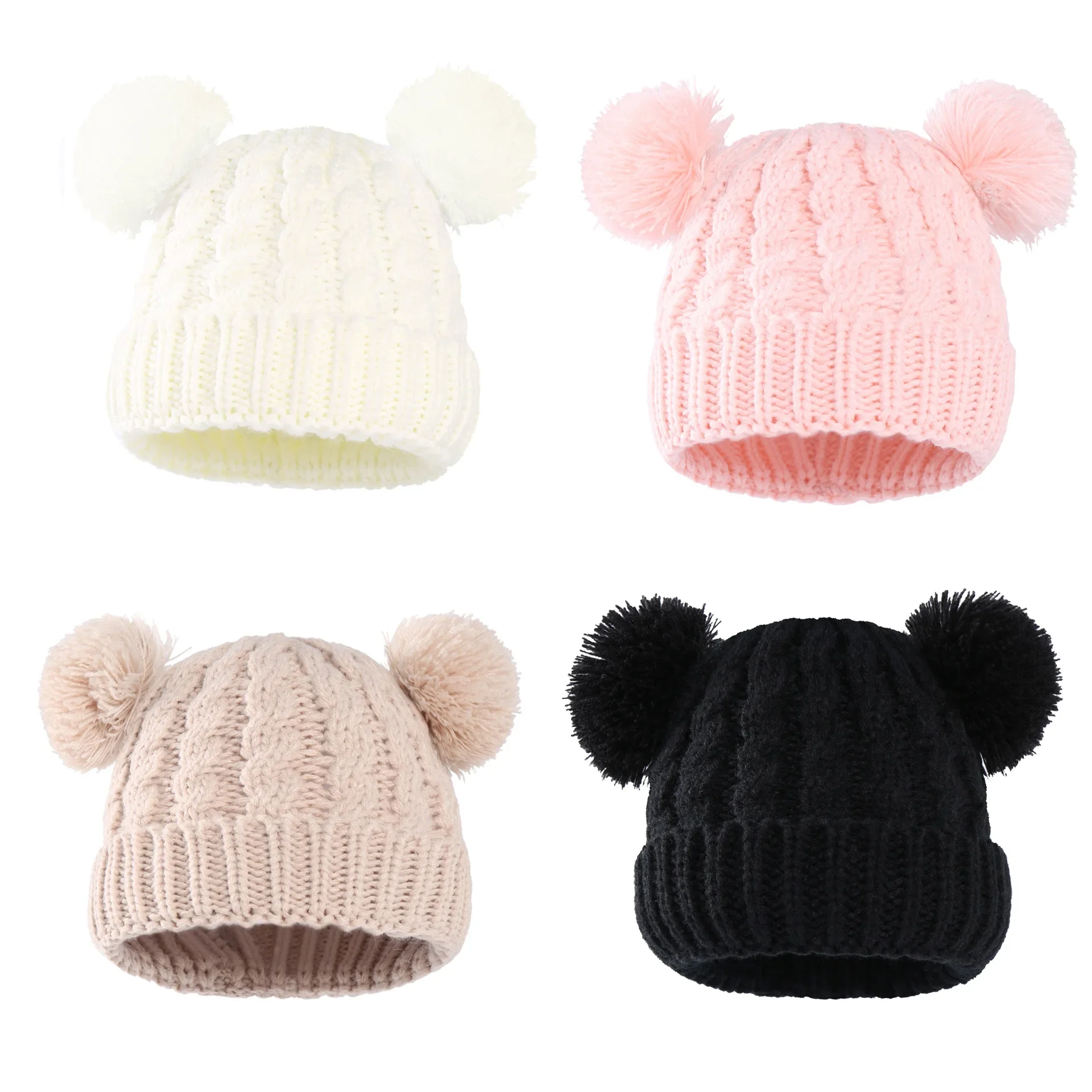 

Autumn Winter Baby Hat for Girls Beanie Bonnet Kids Cute Pompoms Knit Hats Solid Newborn Accessories Warmer Stuff Toddler Cap