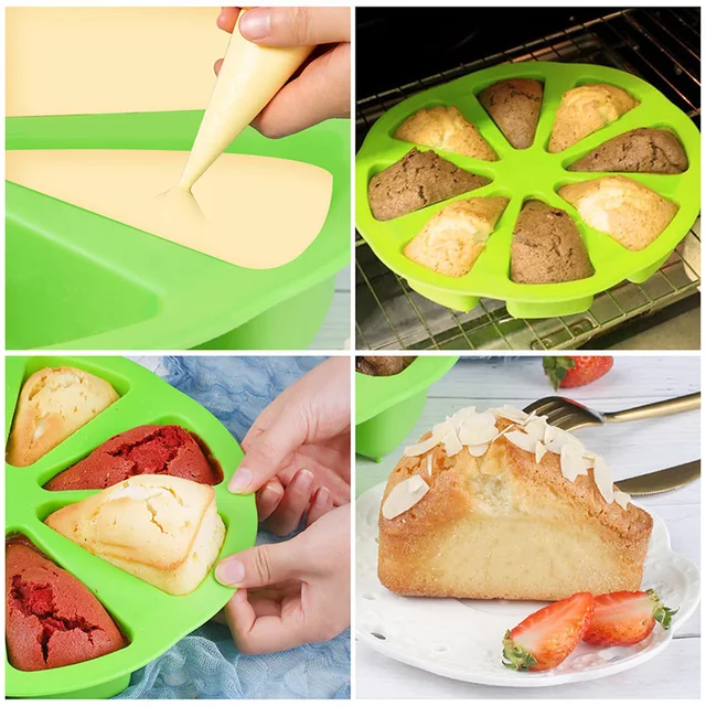 Silicone Pizza Mold 8-Cavity Silicone Cake Slice Mold For Scones
