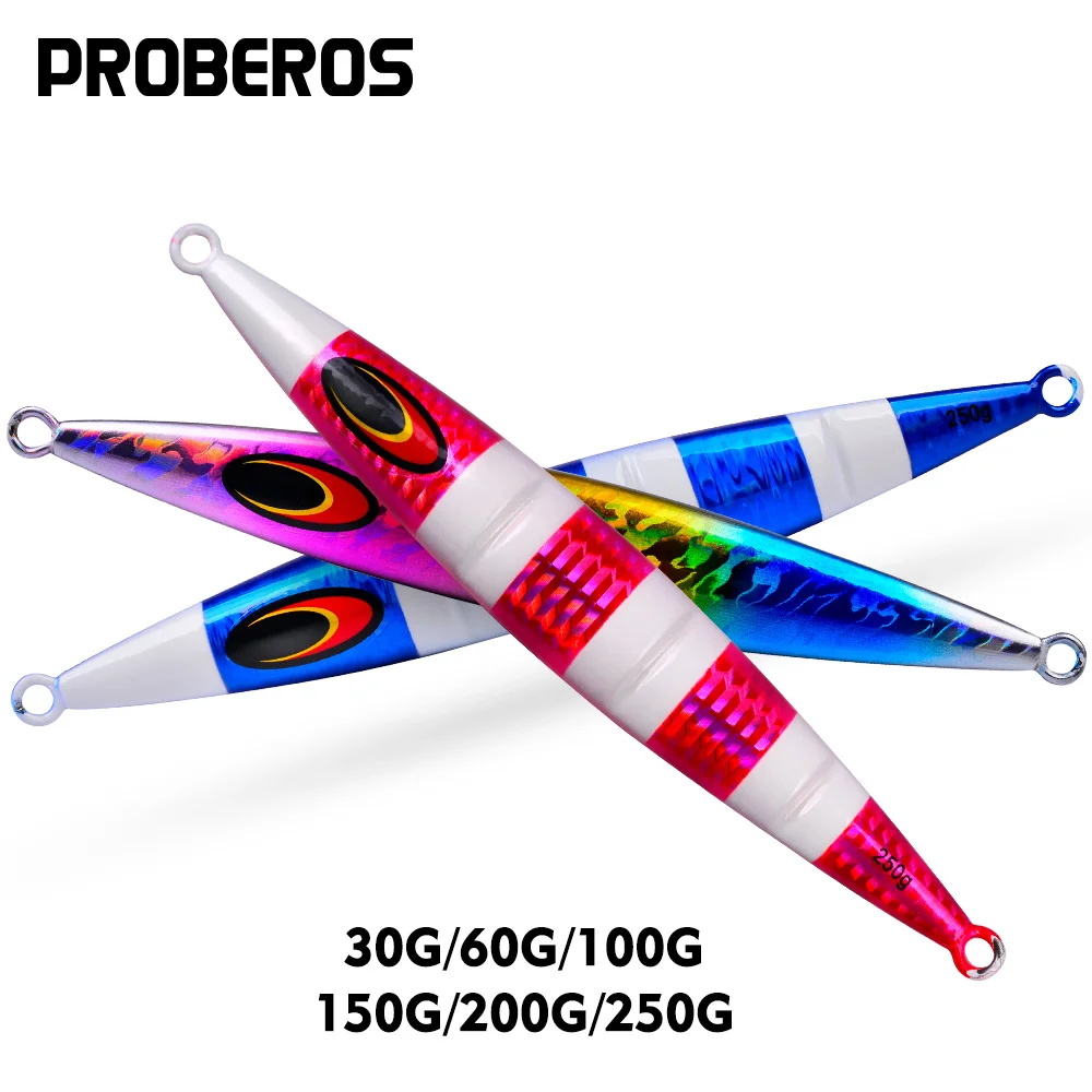 

PROBEROS 5PCS Metal Jigs Spoon 30-60-100-150-200-250g Casting Fishing Lure Trolling Drag Cast Bass Lurre Artificial Hard Wobbler