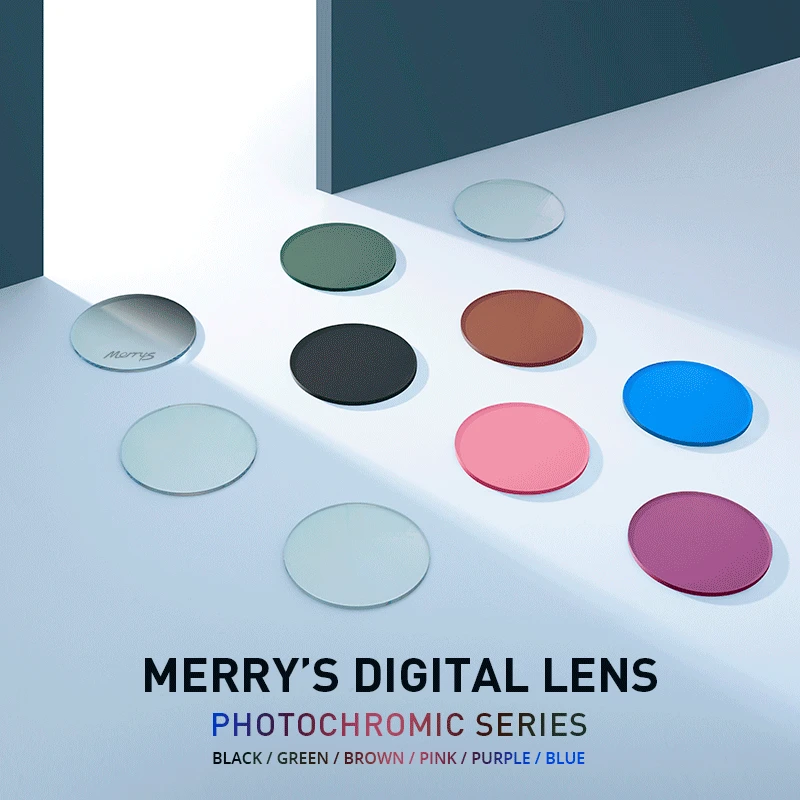 Optical Lenses MERRYS Photochromic C3 Series Anti-reflective Prescription Lens CR-39 Resin Aspheric Glasses Lenses Myopia UV400 Sunglasses Lens