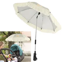 Baby Stroller Outdoor Parasol UPF40 Adjustable Baby Stroller Umbrella with Tassel Cute Clip On Sunshade Parasol for Pushchair