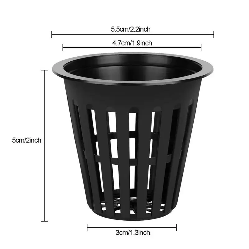 Hydroponics Cups Slotted Mesh Wide Lip Filter Plant Net Pot Bucket Basket 50 100pcs Vegetable Garden Grown Netted Baskets plant net cup hydroponic planting basket
