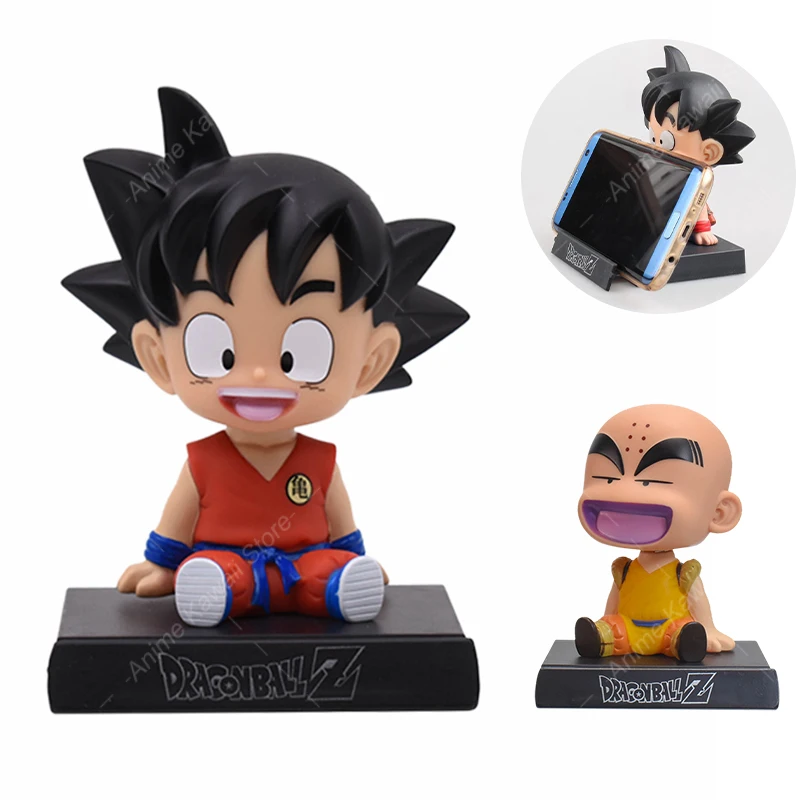 Dragon Ball Z Son Goku Kuririn Shaking Head Butter PVC Action Figure, Phone Prompt Ket, Décoration de voiture, Modèle de figurine, Cadeaux de jouets, Anime