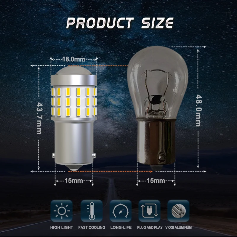 JIACHI ���ؼ� �ڵ��� LED ���� ����, ���� ���õ�, BA15S 1156 1157, P21W, BAU15S 3014 Ĩ, 54SMD, ���, �����, ������, 12-24V, 100 ��