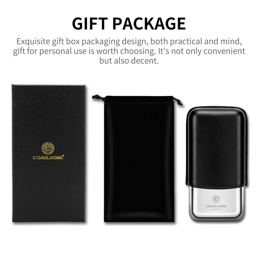 CIGARLOONG 3pcs Portable Cigar Case Travel Cigar Humidor Cow Leather Gift Package Suitable for 25mm Diameter Cigar CLH-23LL 4