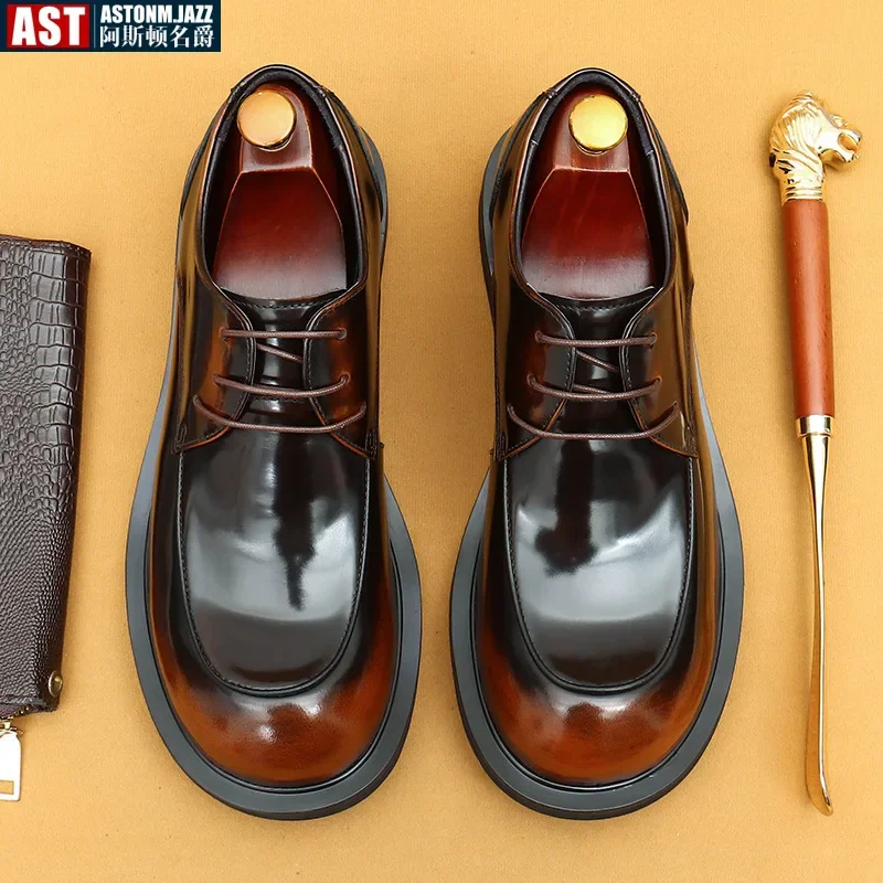 Classic Luxury Men Shoes Oxford Male Wedding Party Formal Genuine Leather Derby Shoe European Style mens leather dress shoes
