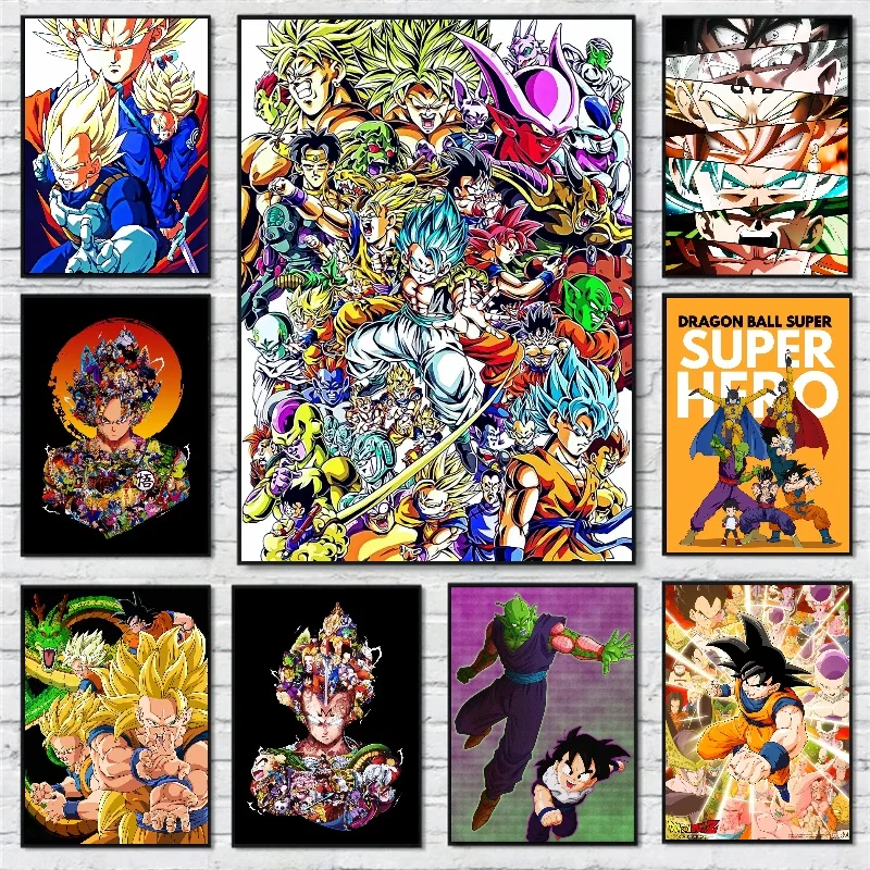 Japan Bandai Anime Super Saiyan Canvas Painting Goku Art Print Dragon Ball Pictures Classic Home Decor Bedroom Posters for Wall canvas painting hd prints goku dragon ball z anime poster modern home decor modular picture for baby bedroom living room artwork