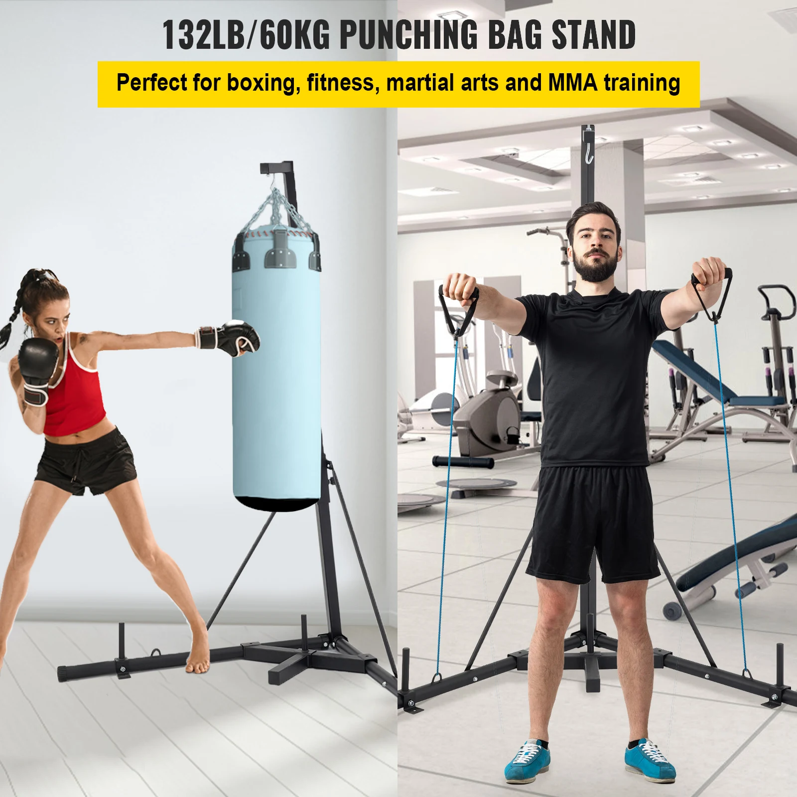 VEVOR Support de Boxe Sac Lourd Stand Libre Debout Poinçonnage Poinçon  Support Station Hauteur Réglable Pliant Sac de Boxe Stand pour la Remise en  Forme à la Maïs on 60kg