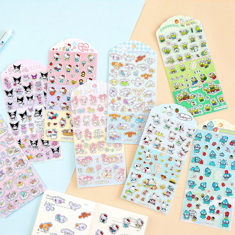Sanrio Pochacco Kuromi 헬로 키티 어린이 스티커 핸드 계정 학생 문구 용품 생일 선물 DIY 스티커