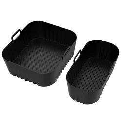 Versatile Reusable Silicone Air Fryer Liners for Dual Basket Air Fryers (Black)