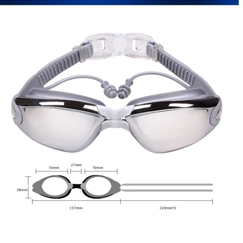 Lunettes de natation antibuée en silicone galvanisé pour myopie adulte, lunettes personnalisées, différentes résistances pour les magasins, œil droit,-1.5 à-8.0, HD