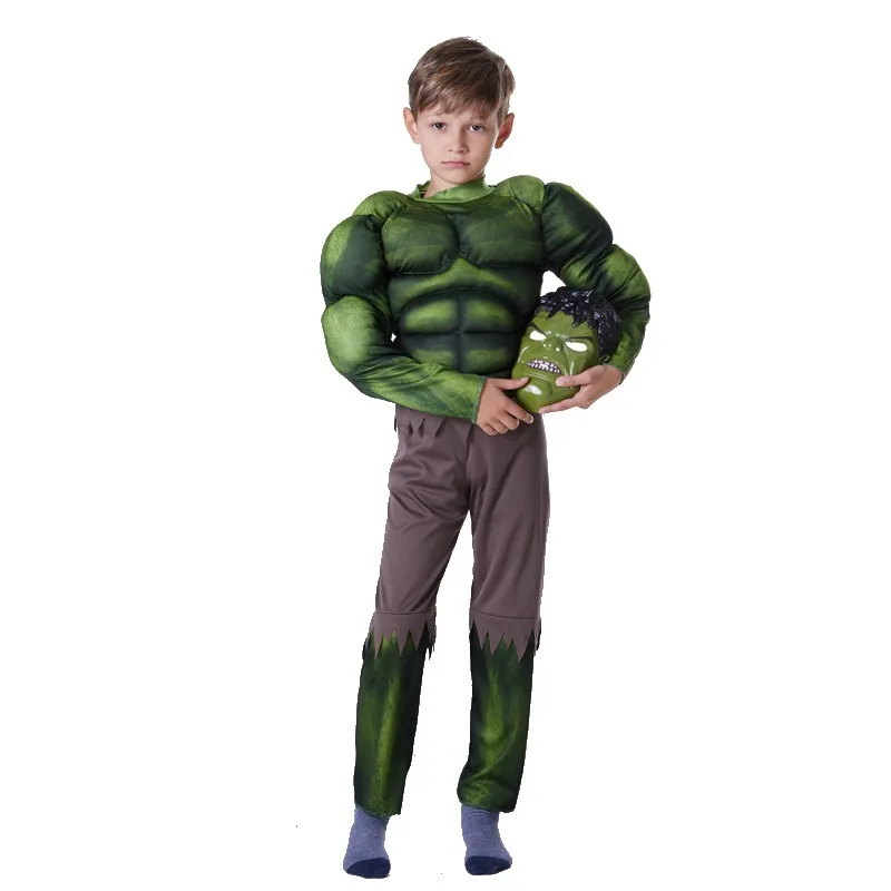 Halloween Party Costumes Kid\'s Green Giant Muscle Model Clothing,CosplayJumpsuits And Hulk Masks, Children Adult Cosplay Clothes