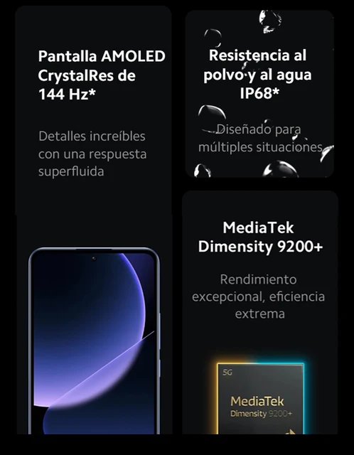 Móvil  Xiaomi 13T Pro, Negro, 1 TB, 16 GB RAM, 6,67 144Hz 6.67  CrystalRes AMOLED DotDisplay, Mediatek Dimensity 9200+, 5000 mAh, Android